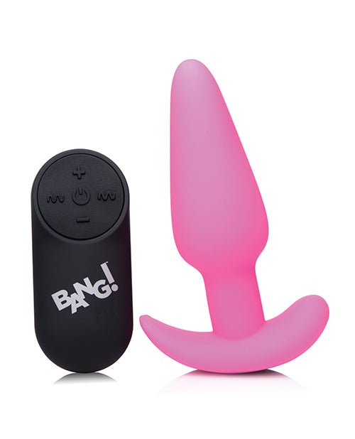 Bang! 21X Vibrating Silicone Butt Plug w/Remote - Pink | Shop Lowest Prices at Funlove.com