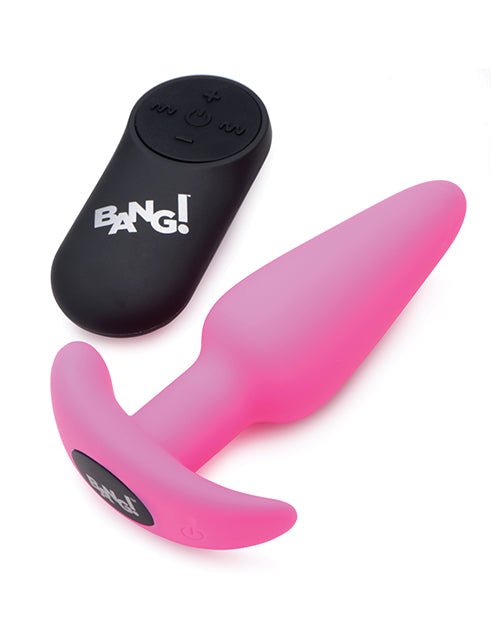 Bang! 21X Vibrating Silicone Butt Plug w/Remote - Pink | Shop Lowest Prices at Funlove.com