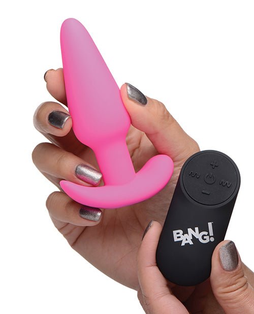 Bang! 21X Vibrating Silicone Butt Plug w/Remote - Pink | Shop Lowest Prices at Funlove.com