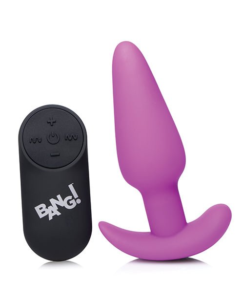 Bang! 21X Vibrating Silicone Butt Plug w/Remote - Purple | Shop Lowest Prices at Funlove.com