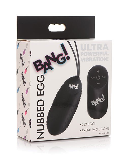 Bang! 28X Nubbed Silicone Egg w/Remote Control - Black | Shop Lowest Prices at Funlove.com