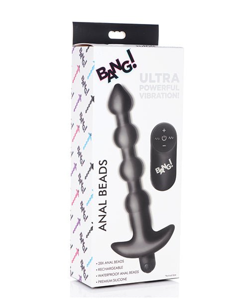 Bang! 28X Vibrating Silicone Anal Beads w/Remote Control - Black | Shop Lowest Prices at Funlove.com