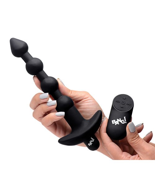 Bang! 28X Vibrating Silicone Anal Beads w/Remote Control - Black | Shop Lowest Prices at Funlove.com