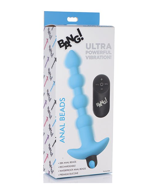 Bang! 28X Vibrating Silicone Anal Beads w/Remote Control - Blue | Shop Lowest Prices at Funlove.com