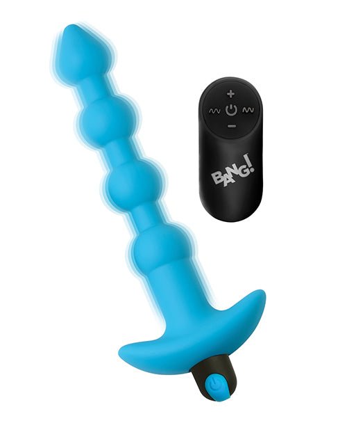 Bang! 28X Vibrating Silicone Anal Beads w/Remote Control - Blue | Shop Lowest Prices at Funlove.com