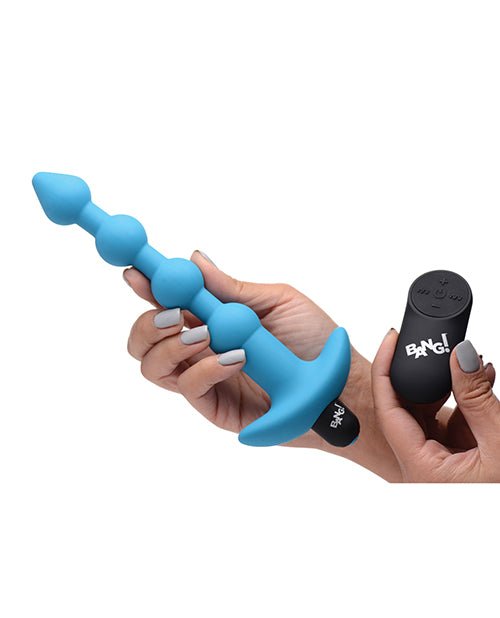 Bang! 28X Vibrating Silicone Anal Beads w/Remote Control - Blue | Shop Lowest Prices at Funlove.com