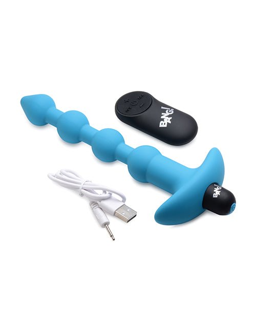 Bang! 28X Vibrating Silicone Anal Beads w/Remote Control - Blue | Shop Lowest Prices at Funlove.com