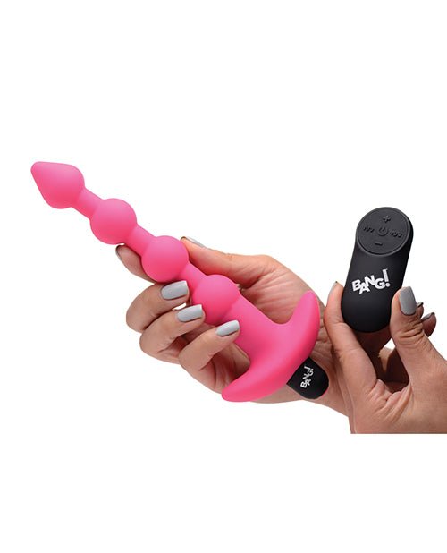 Bang! 28X Vibrating Silicone Anal Beads w/Remote Control - Pink | Shop Lowest Prices at Funlove.com