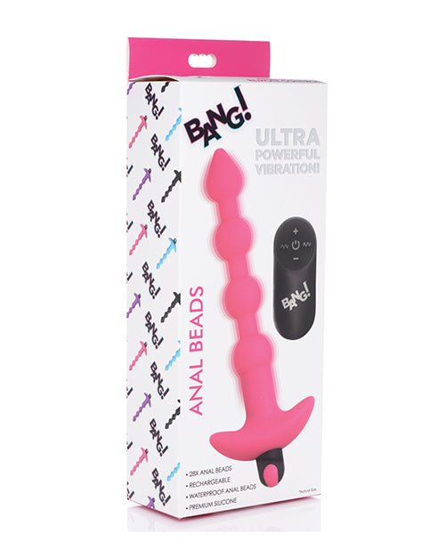 Bang! 28X Vibrating Silicone Anal Beads w/Remote Control - Pink | Shop Lowest Prices at Funlove.com