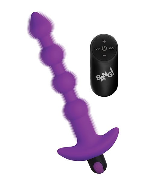 Bang! 28X Vibrating Silicone Anal Beads w/Remote Control - Purple | Shop Lowest Prices at Funlove.com