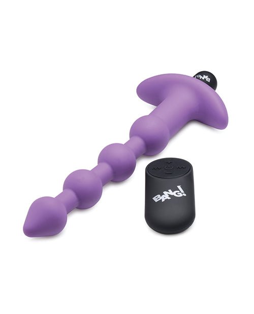 Bang! 28X Vibrating Silicone Anal Beads w/Remote Control - Purple | Shop Lowest Prices at Funlove.com
