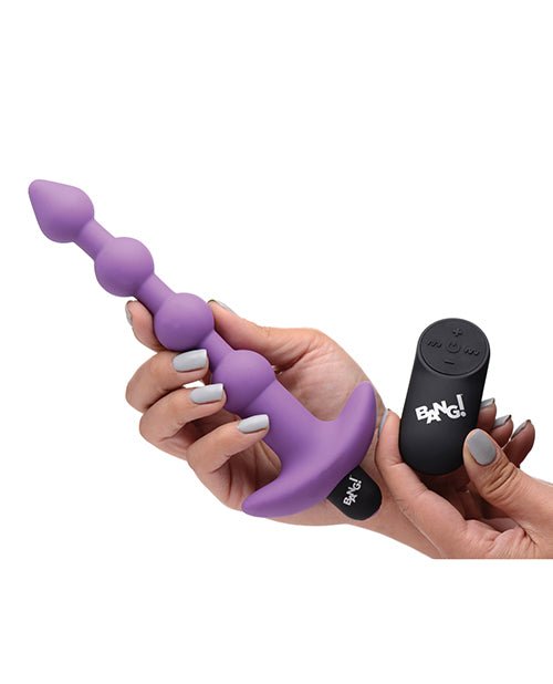 Bang! 28X Vibrating Silicone Anal Beads w/Remote Control - Purple | Shop Lowest Prices at Funlove.com