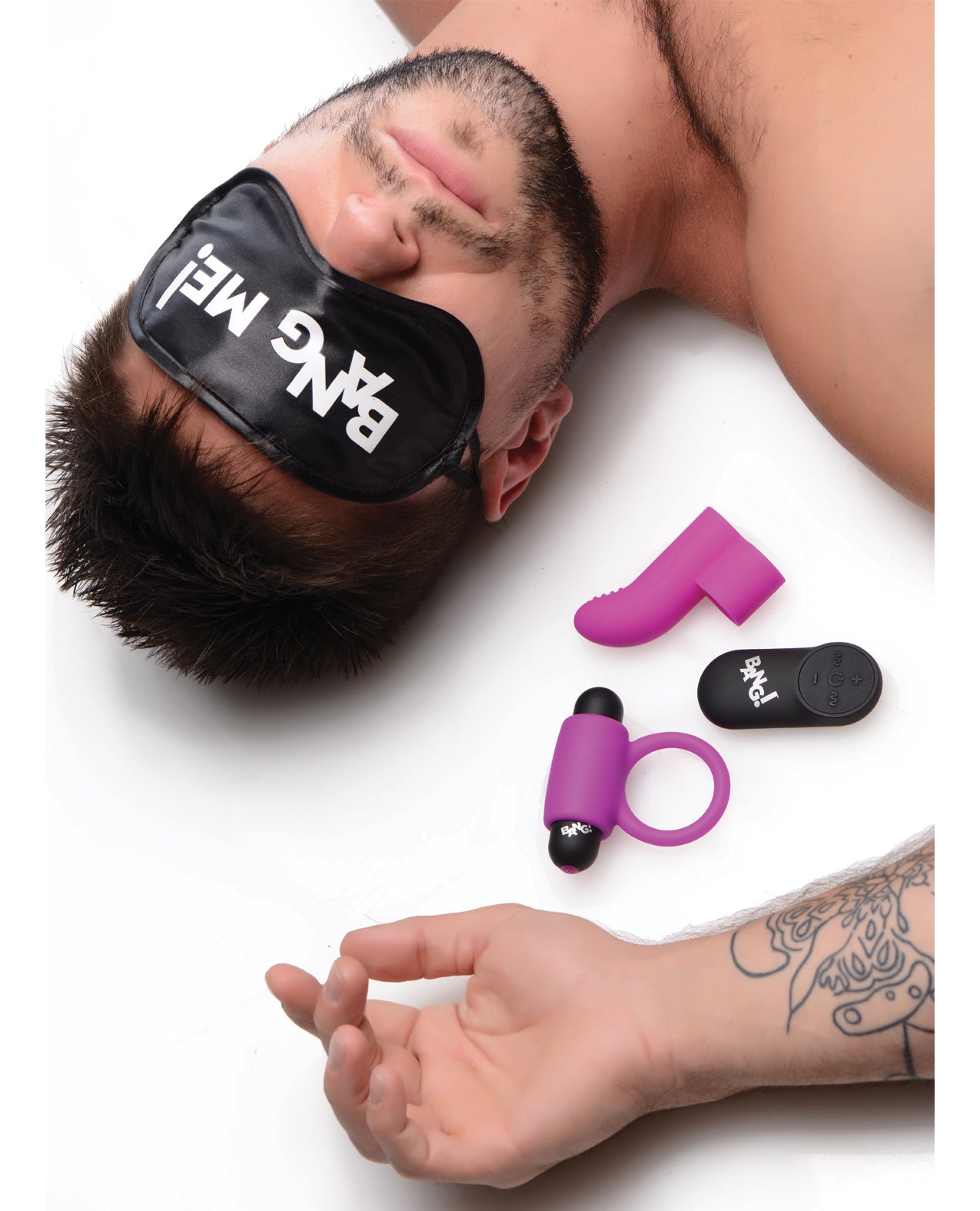 Bang! Couple's Kit with RC Bullet, Blindfold, Cock Ring & Finger Vibe - Purple | Shop Lowest Prices at Funlove.com