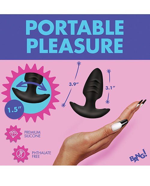 Bang! Rotating & Vibrating Tapered Butt Plug w/Remote - Black | Shop Lowest Prices at Funlove.com
