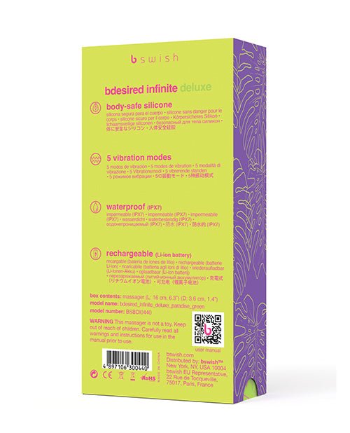 Bdesired Infinite Deluxe Paradise Vibrator - Green | Shop Lowest Prices at Funlove.com