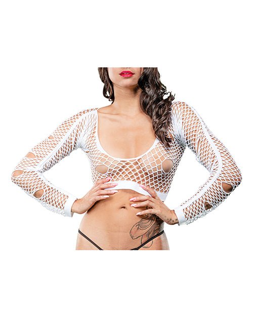 Beverly Hills Naughty Girl Crotchless Mixed Hole Leggings White O/S | Shop Lowest Prices at Funlove.com