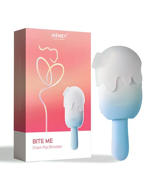 Bite Me Sucking, Tapping & Vibrating Cream Pop Stimulator - Blue/White | Shop Lowest Prices at Funlove.com