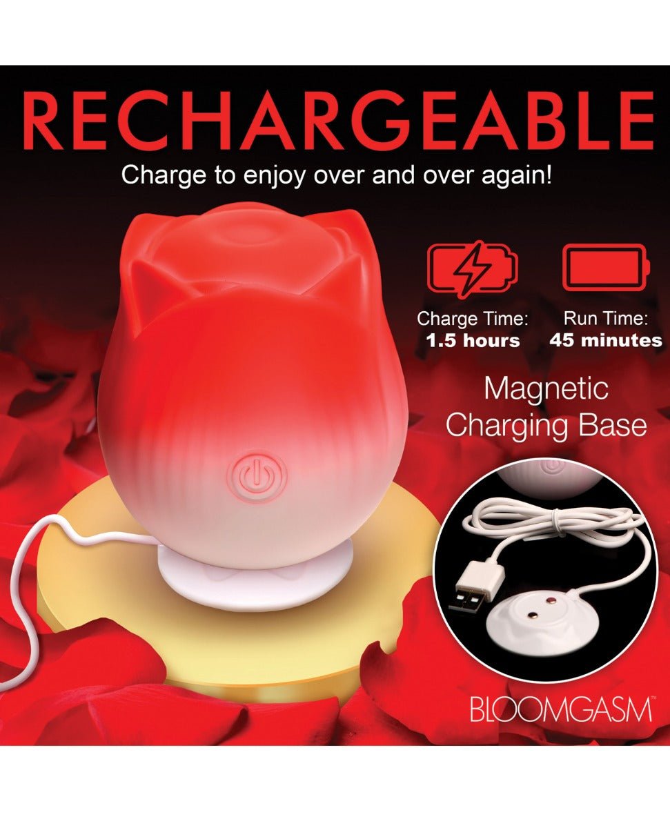 Bloomgasm Pulsing Petals Throbbing Rose Stimulator - Red | Shop Lowest Prices at Funlove.com