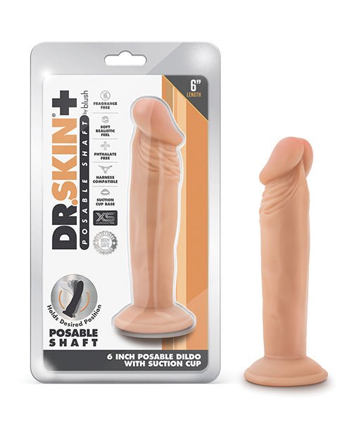 Blush Dr. Skin Plus 6" Posable Dildo - Vanilla | Shop Lowest Prices at Funlove.com