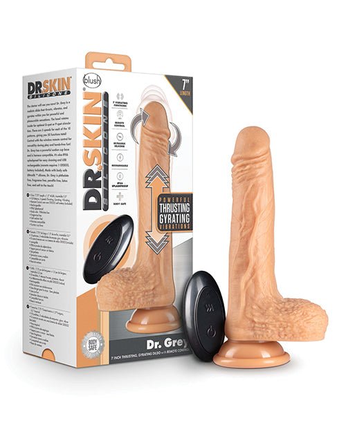 Blush Dr. Skin Silicone Dr. Grey 7" Thrusting Dildo - Vanilla | Shop Lowest Prices at Funlove.com