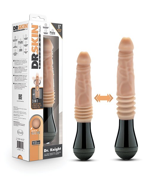 Blush Dr. Skin Silicone Dr. Knight Thrusting Gyrating Vibrating Dildo - Beige | Shop Lowest Prices at Funlove.com