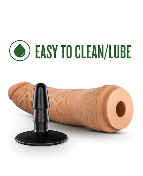 Blush Lock On 7.5" Hexanite Dildo w/Suction Cup Adapter - Mocha | Shop Lowest Prices at Funlove.com