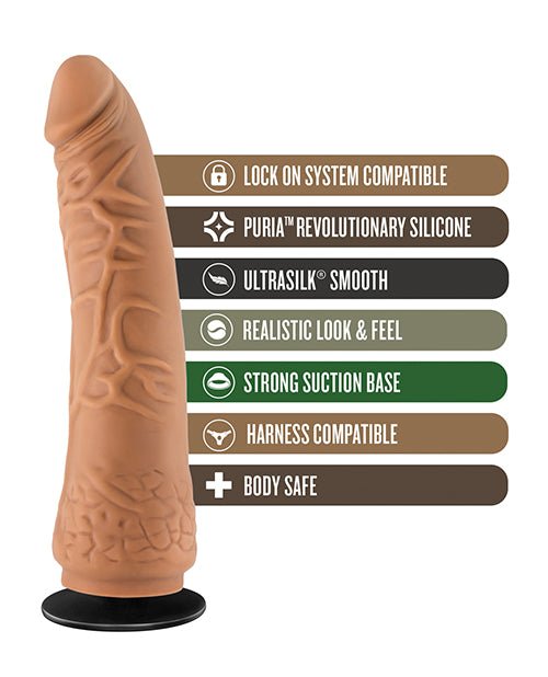 Blush Lock On 7.5" Hexanite Dildo w/Suction Cup Adapter - Mocha | Shop Lowest Prices at Funlove.com