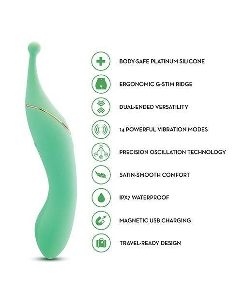 Blush Stella 7 Inch Dual - Ended Clitoral G - Spot Vibrating Wand With Precision Stimulation – Green | Shop Lowest Prices at Funlove.com