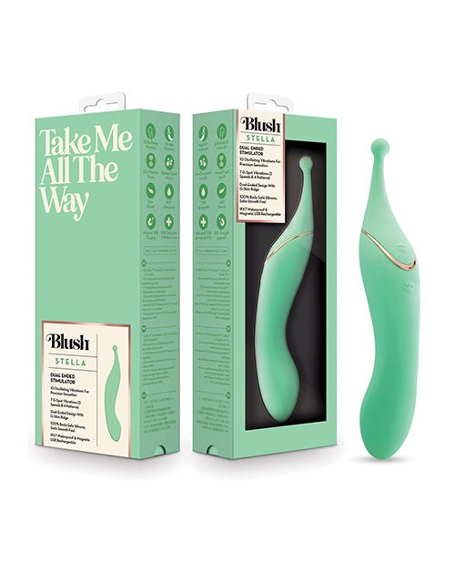 Blush Stella 7 Inch Dual - Ended Clitoral G - Spot Vibrating Wand With Precision Stimulation – Green | Shop Lowest Prices at Funlove.com