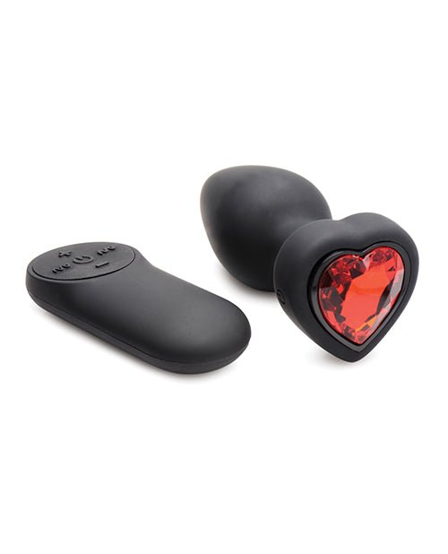 Booty Sparks 28X Silicone Vibrating Red Heart Anal Plug w/Remote - Small | Shop Lowest Prices at Funlove.com