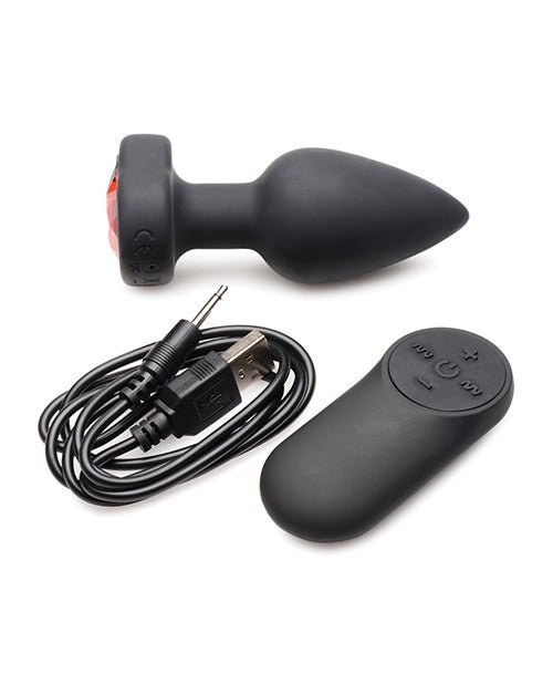 Booty Sparks 28X Silicone Vibrating Red Heart Anal Plug w/Remote - Small | Shop Lowest Prices at Funlove.com