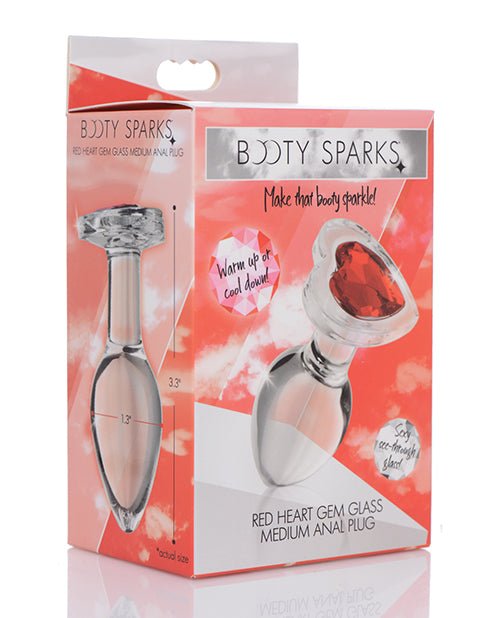 Booty Sparks Red Heart Gem Glass Anal Plug | Shop Lowest Prices at Funlove.com