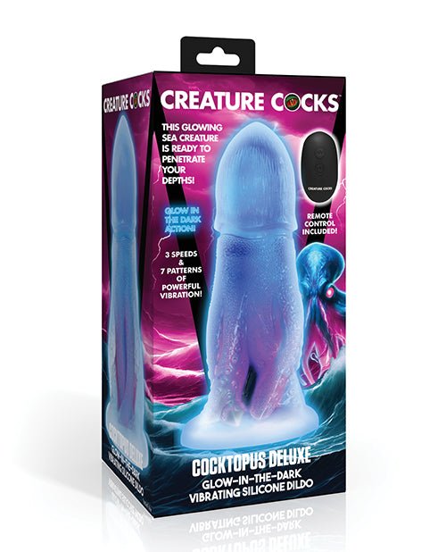 Creature Cocks - Cocktopus Deluxe Glow - in - the - Dark Vibrating Silicone Dildo | Shop Lowest Prices at Funlove.com