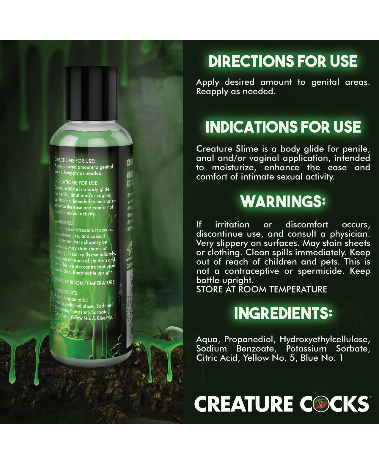 Creature Cocks - Creature Slime Green Slime Water - Based Lubricant 4 oz | Shop Lowest Prices at Funlove.com