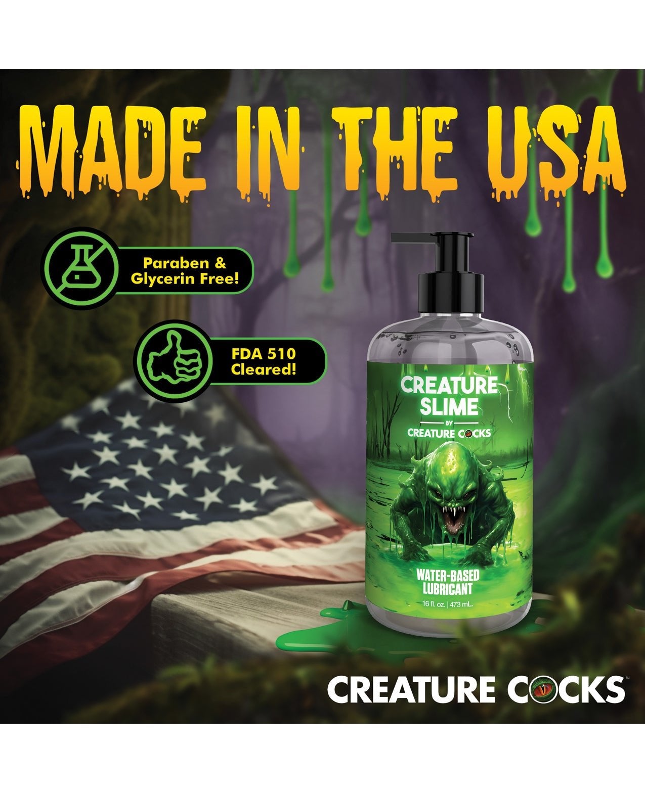 Creature Cocks - Creature Slime Water - Based Lubricant 16 oz | Shop Lowest Prices at Funlove.com
