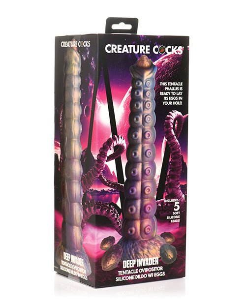 Creature Cocks Deep Invader Tentacle Ovipositor Silicone Dildo w/Eggs - Multi Color | Shop Lowest Prices at Funlove.com