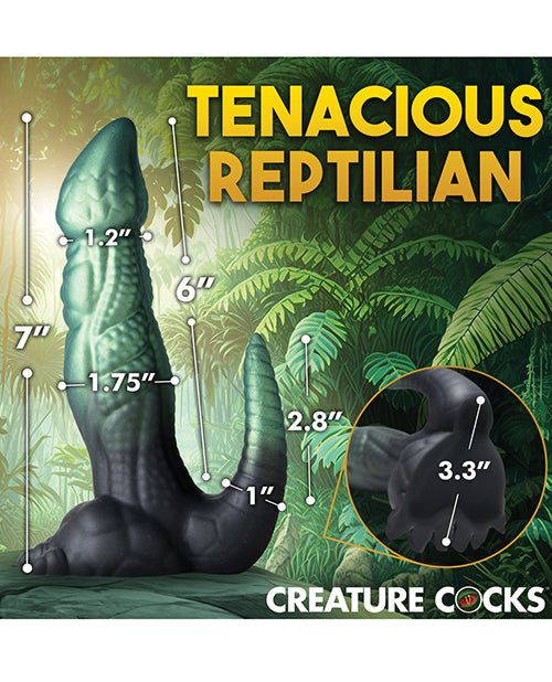 Creature Cocks Dickosaur Dinosaur Silicone Dildo - Black/Teal | Shop Lowest Prices at Funlove.com
