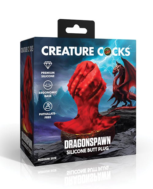 Creature Cocks Dragonspawn Silicone Butt Plug Medium - Black/Red | Shop Lowest Prices at Funlove.com