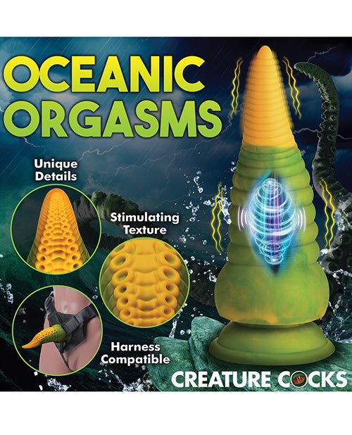 Creature Cocks Monstropus 2.0 Vibrating Tentacle Silicone Dildo - Yellow/Green | Shop Lowest Prices at Funlove.com