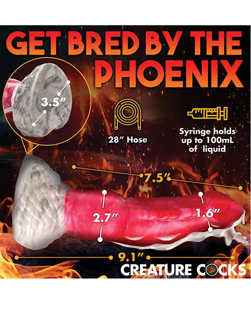 Creature Cocks Resurrector Phoenix Squirting Silicone Dildo - Red/White | Shop Lowest Prices at Funlove.com