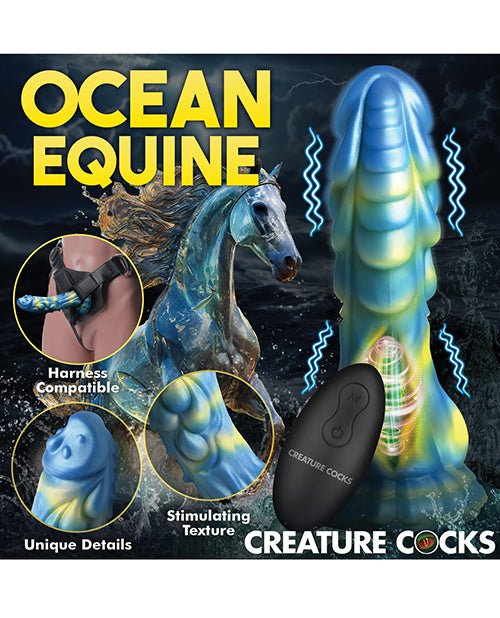 Creature Cocks Sea Stallion Vibrating Dildo w/ Remote - Blue/Yellow | Shop Lowest Prices at Funlove.com