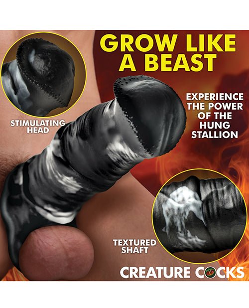 Creature Cocks Stallion 1" Silicone Penis Extension - Black/Silver Large | Shop Lowest Prices at Funlove.com