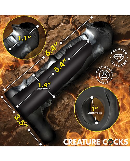 Creature Cocks Stallion 1" Silicone Penis Extension - Black/Silver Large | Shop Lowest Prices at Funlove.com