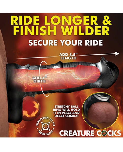 Creature Cocks Stallion 1" Silicone Penis Extension - Black/Silver Large | Shop Lowest Prices at Funlove.com