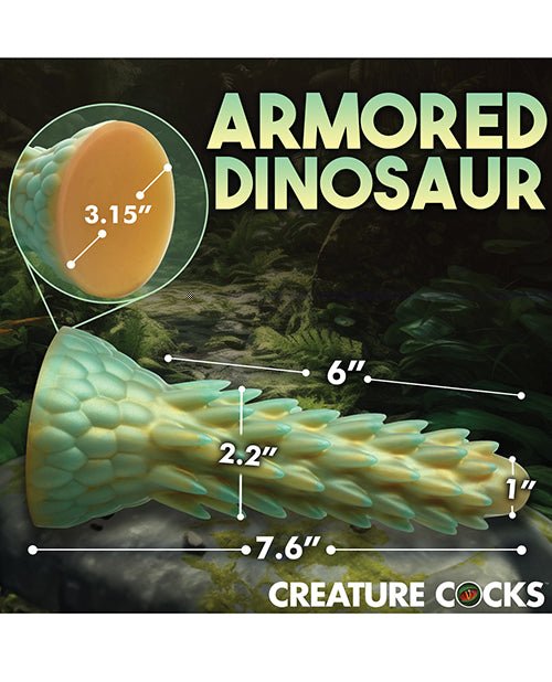 Creature Cocks Stegosaurus Spiky Reptile Silicone Dildo - Teal/gold | Shop Lowest Prices at Funlove.com