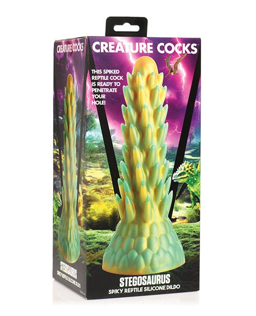 Creature Cocks Stegosaurus Spiky Reptile Silicone Dildo - Teal/gold | Shop Lowest Prices at Funlove.com