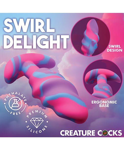 Creature Cocks - Unicorn Swirl Silicone Butt Plug - Medium | Shop Lowest Prices at Funlove.com
