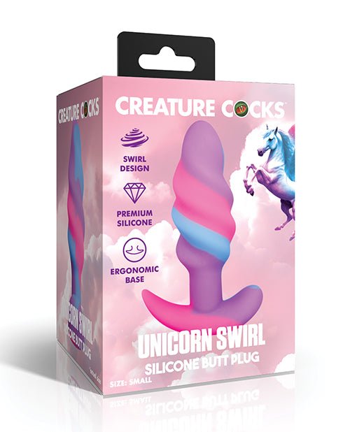 Creature Cocks - Unicorn Swirl Silicone Butt Plug - Small | Shop Lowest Prices at Funlove.com