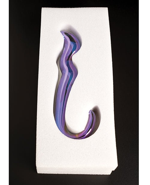 Cristal Blue Flame Curved Glass Dildo - Purple | Shop Lowest Prices at Funlove.com