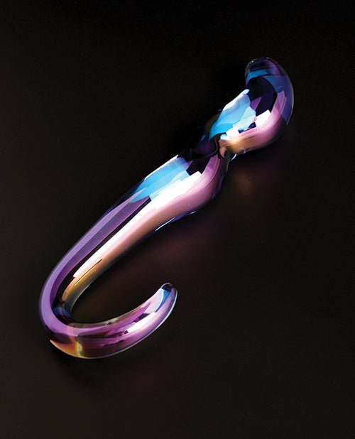 Cristal Blue Flame Curved Glass Dildo - Purple | Shop Lowest Prices at Funlove.com